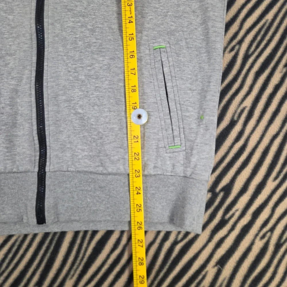 BOSS Hugo Boss Green Label Full Zip Track Jacket Gray Black Neon Green Mens L